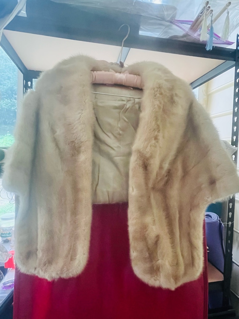 Vintage Cream Short Fur Jacket
